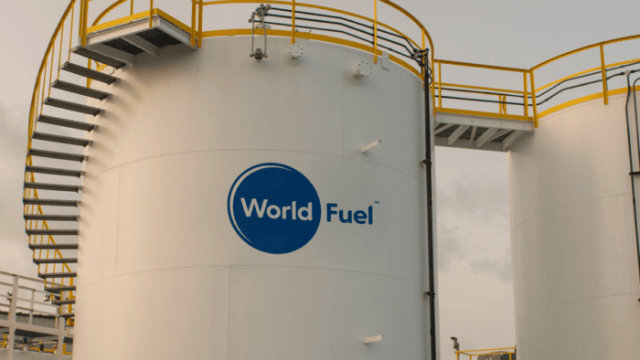 Storage tanks with World Fuel branding