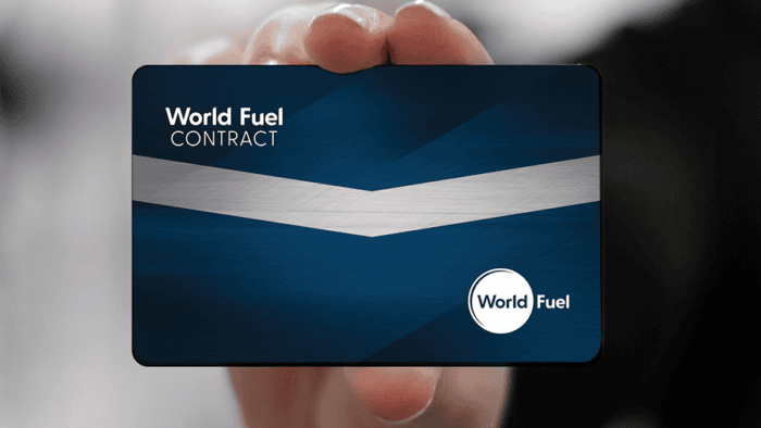 Hand holding a blue contract card.