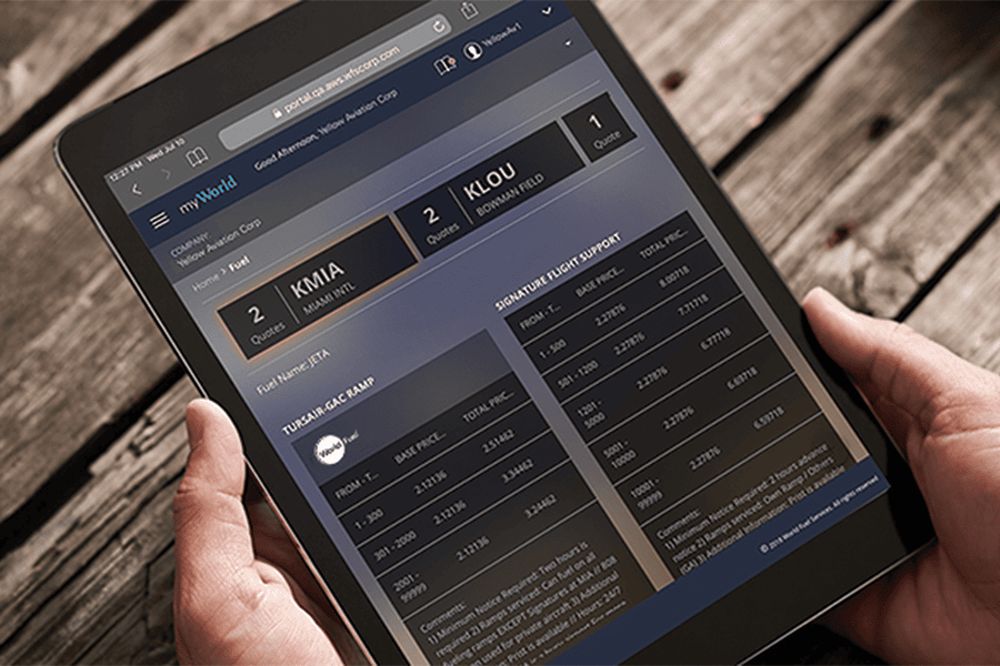 Tablet displaying flight information dashboard