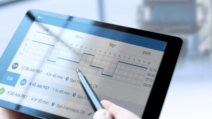 Tablet with log screen