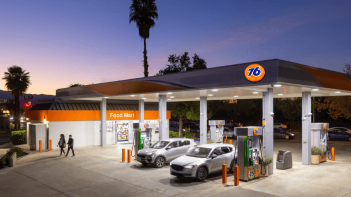 Unbranded gas station aerial view