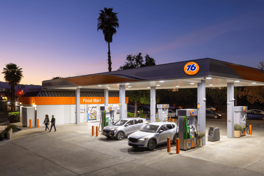 Unbranded gas station aerial view