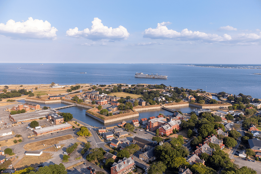 Aerial view of Virginia Beach.