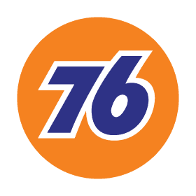Orange circle with blue '76' logo