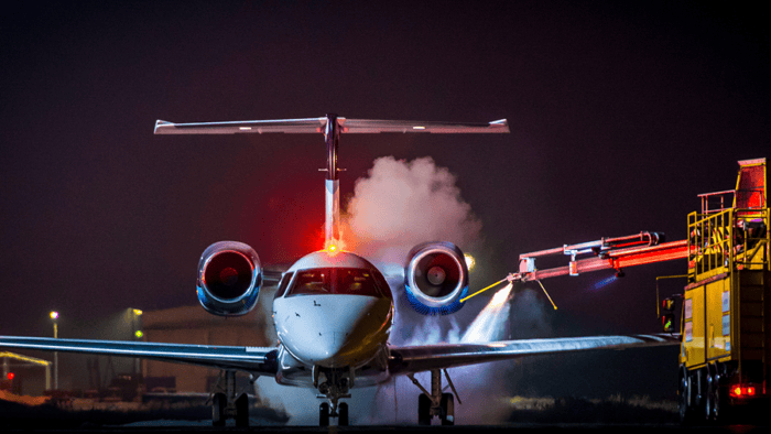 private jet in ramp being cleaned