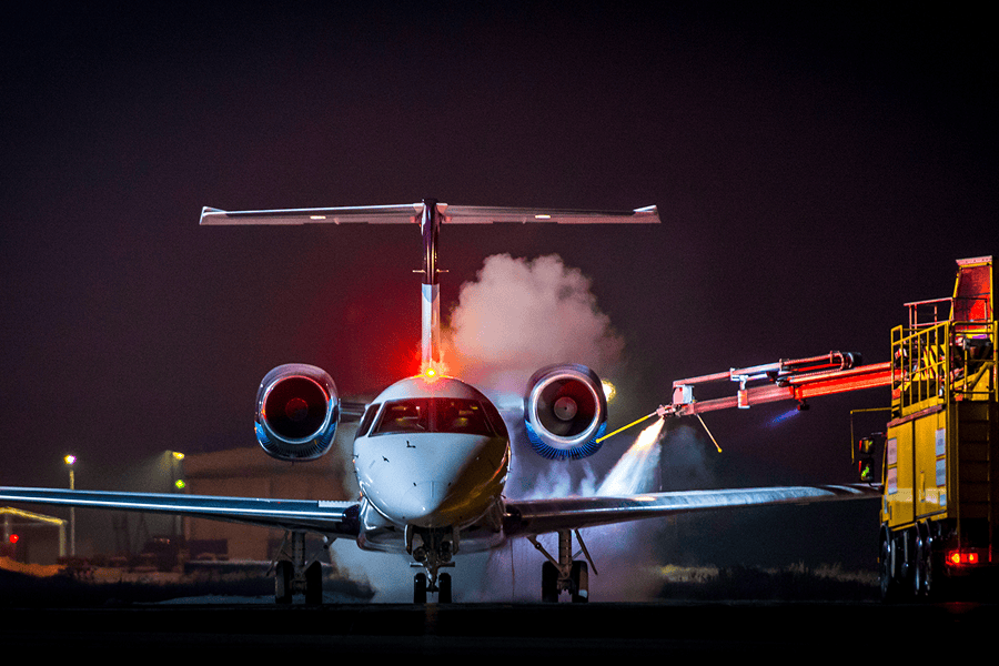 private jet in ramp being cleaned