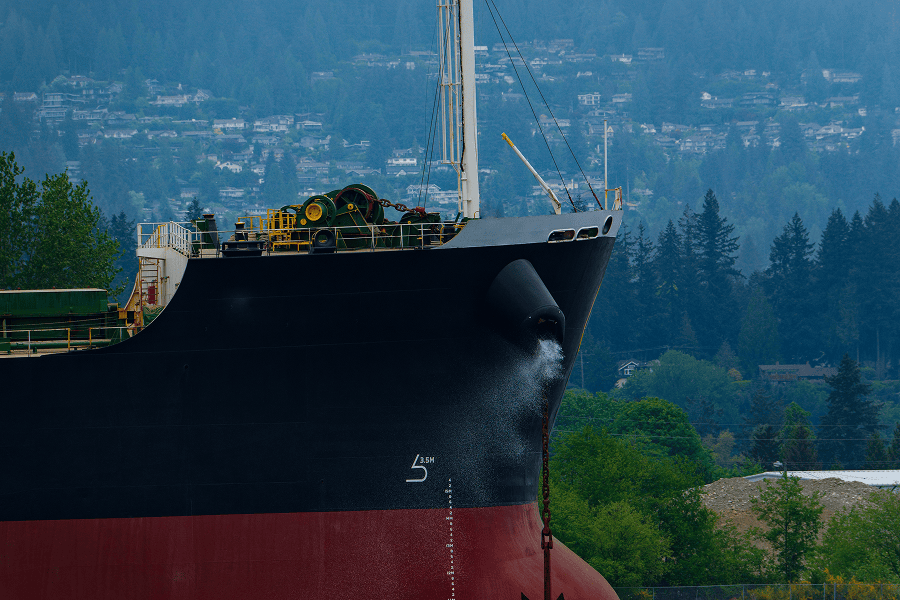 Cargo ship closeup nose