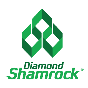 Green geometric logo with text