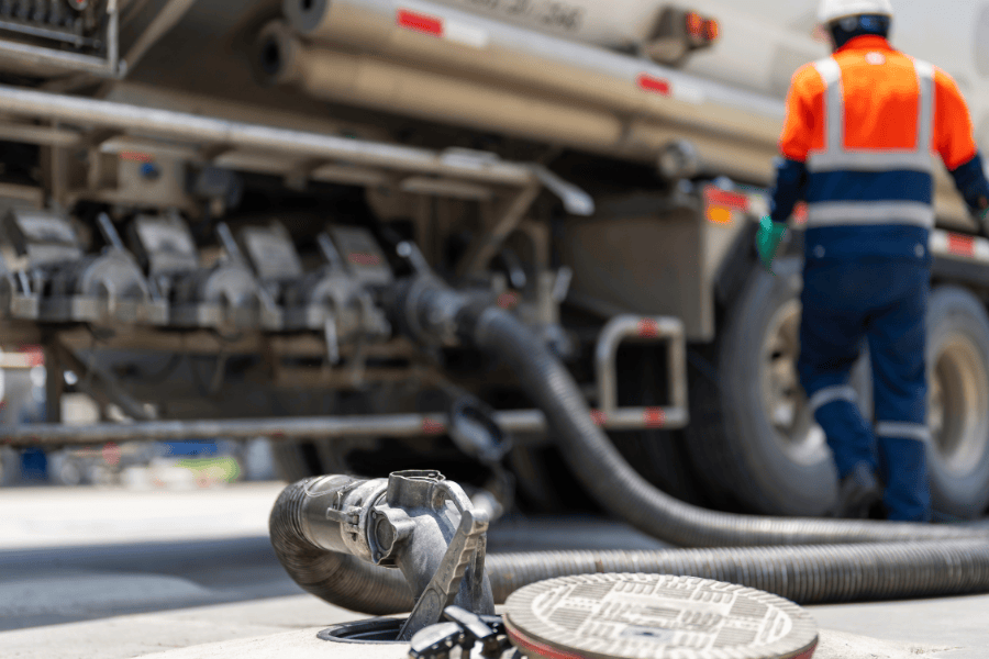 man refueling truck