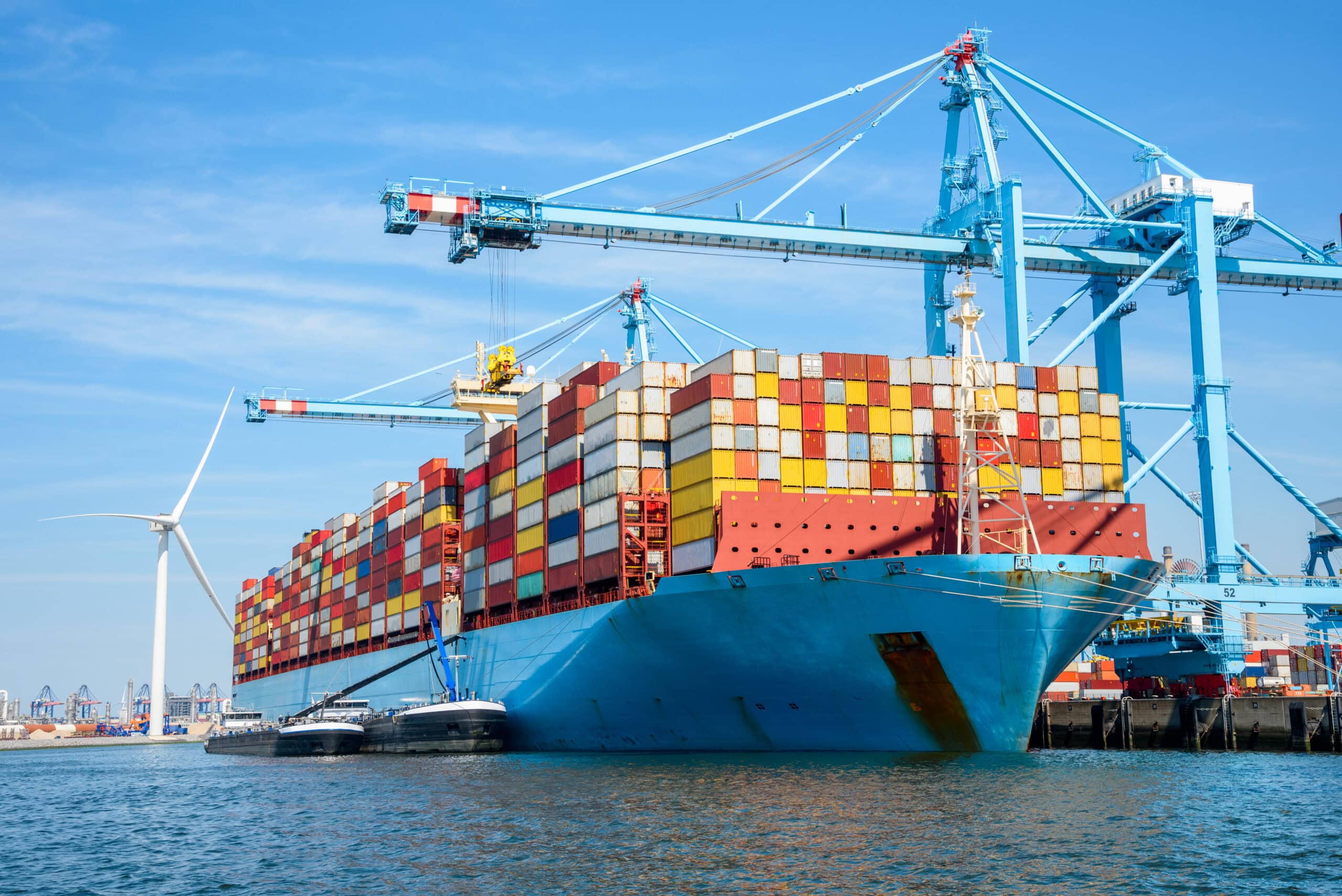Large container ship in harbor