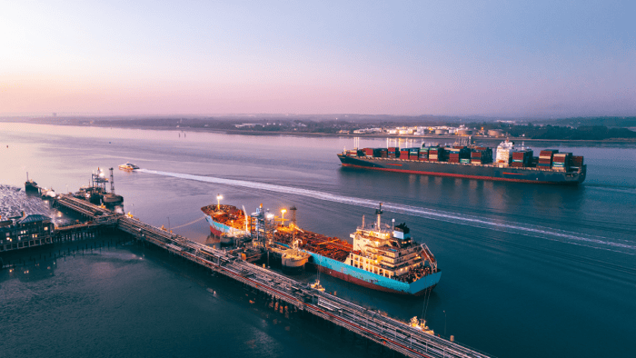Container ships in docked