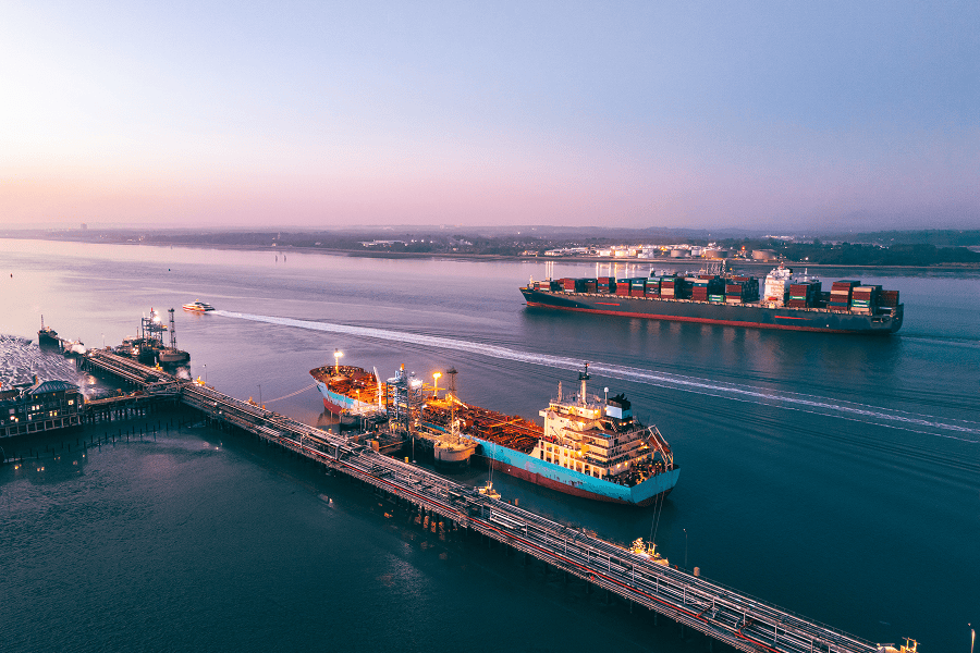 Container ships in docked