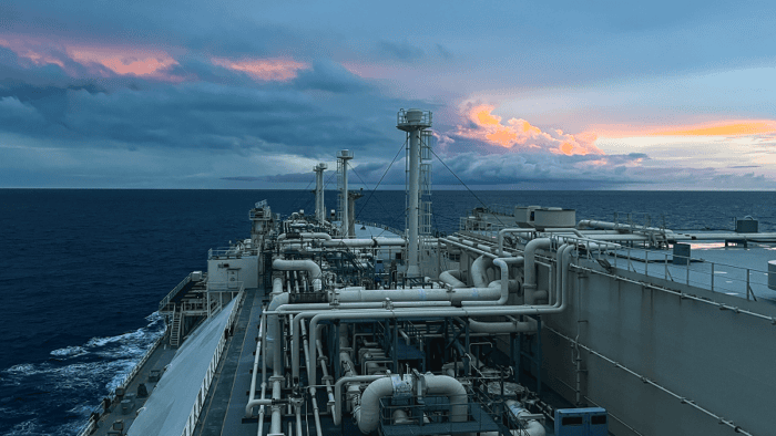 LNG tanker navigating open sea