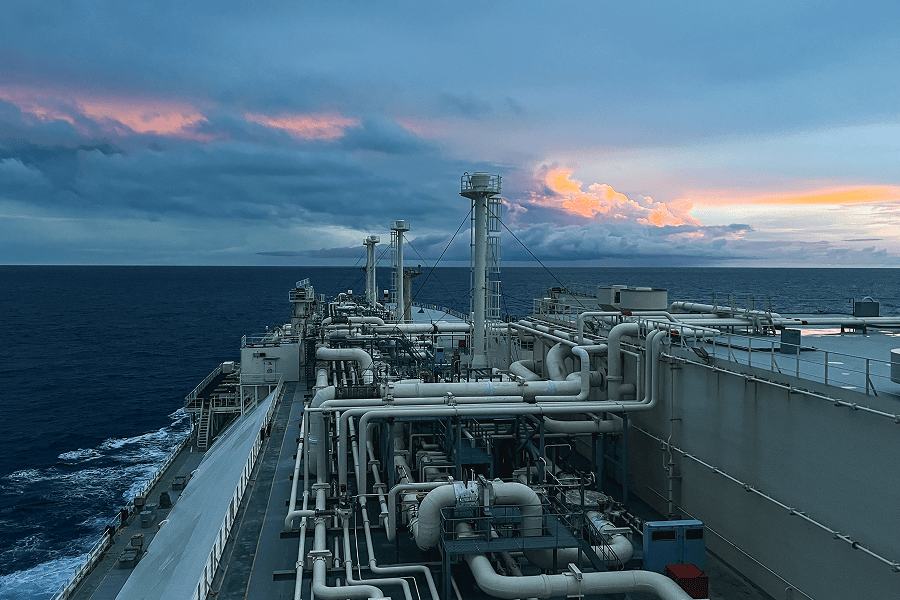 LNG tanker navigating open sea