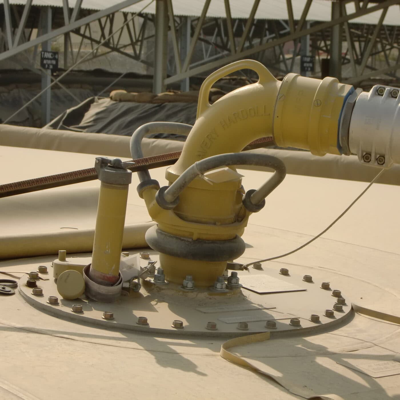 A detailed close-up of a commercial or industrial fuel pipe