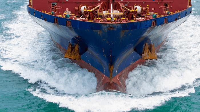 Container ship front view