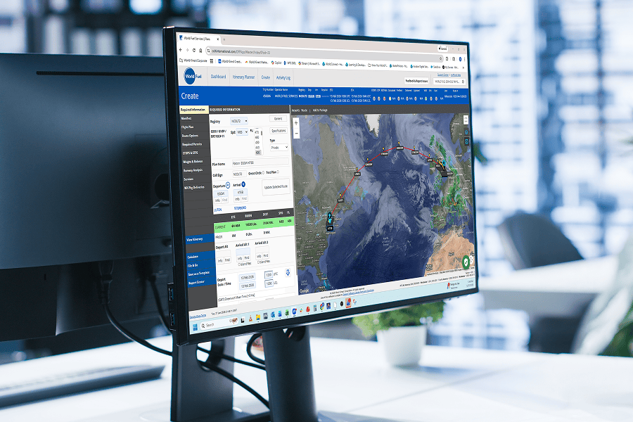myWorld Flight Plan on desktop screen