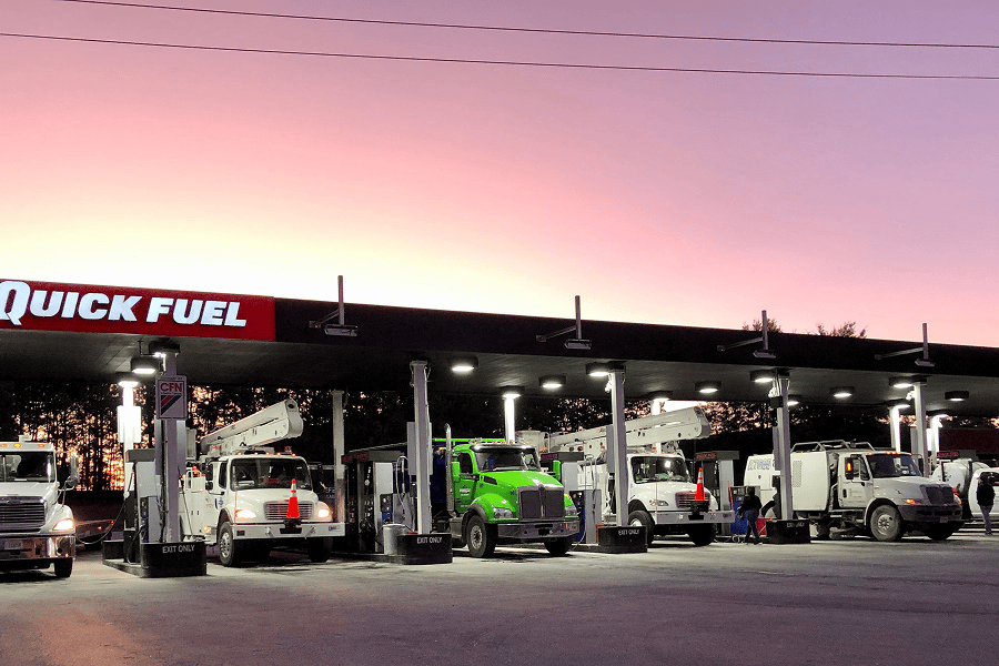 Quick Fuel cardlock site at sunset