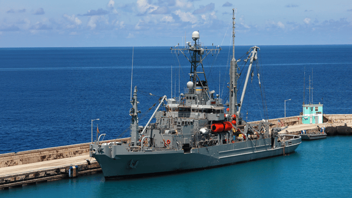 An American military ship in the Caribbean