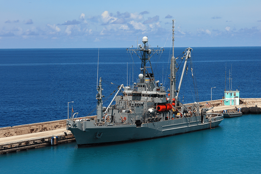 An American military ship in the Caribbean