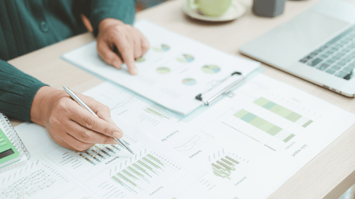 person looking at charts