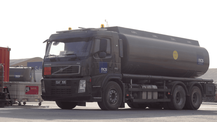 Emergency fuel distribution truck providing critical contingency support during a deployment operation
