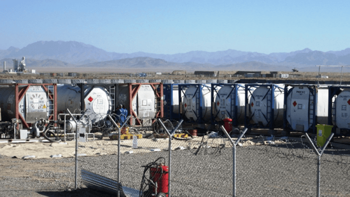 A group of tactical bulk fuel tanks