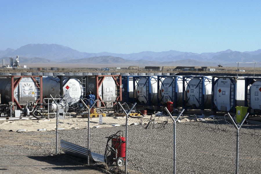 A group of tactical bulk fuel tanks