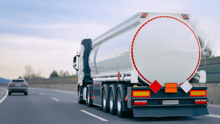 fuel truck driving on highway