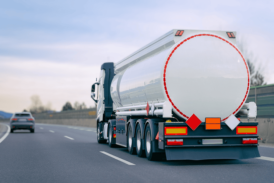 fuel truck driving on highway