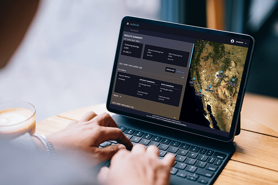 Person using tablet with map display