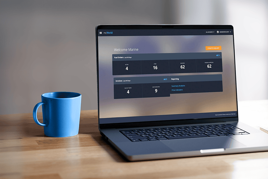 myWorld Marine application on a laptop