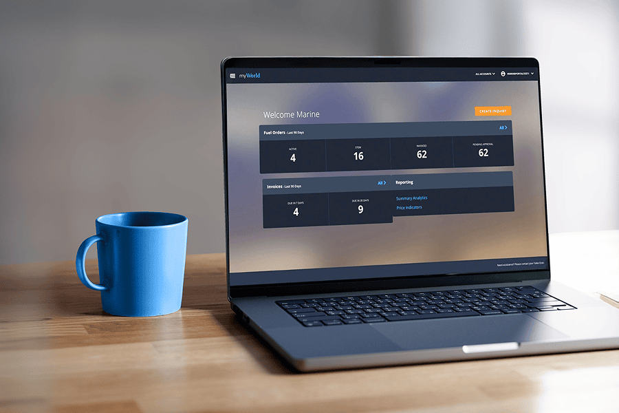 myWorld Marine application on a laptop