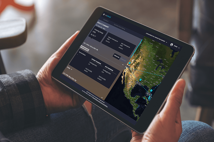 Tablet displaying a map and data.
