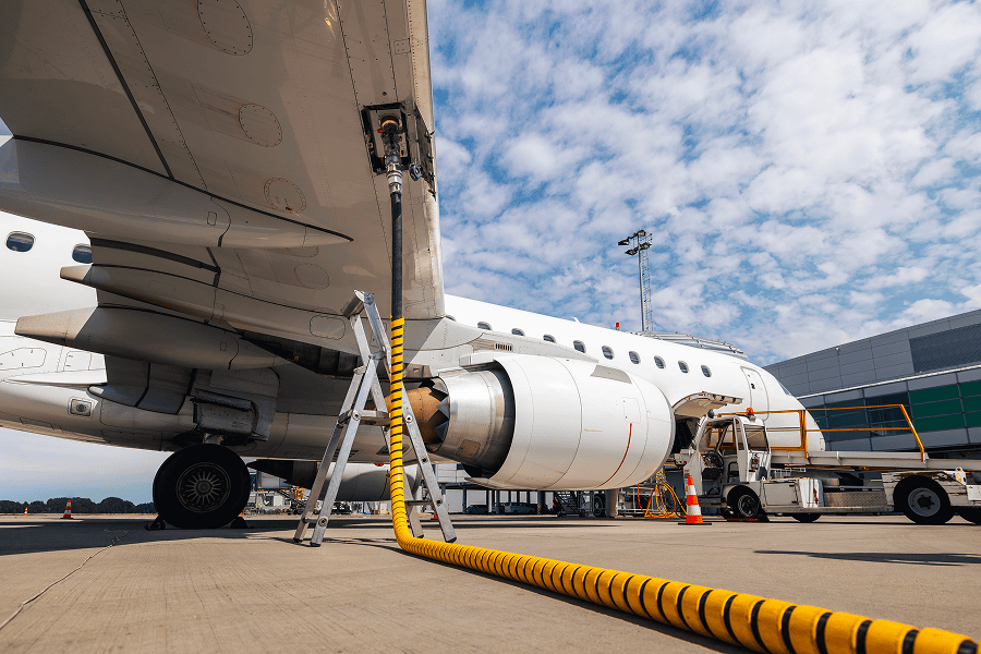 Airplane being refueled
